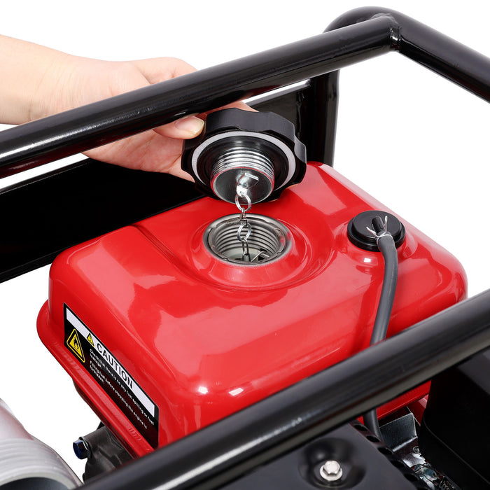 Gas Engine Powered Water Pump 3" Inlet & Outlet 7Hp 212Cc Epa Certified With Wheels And Handle - Black / Red