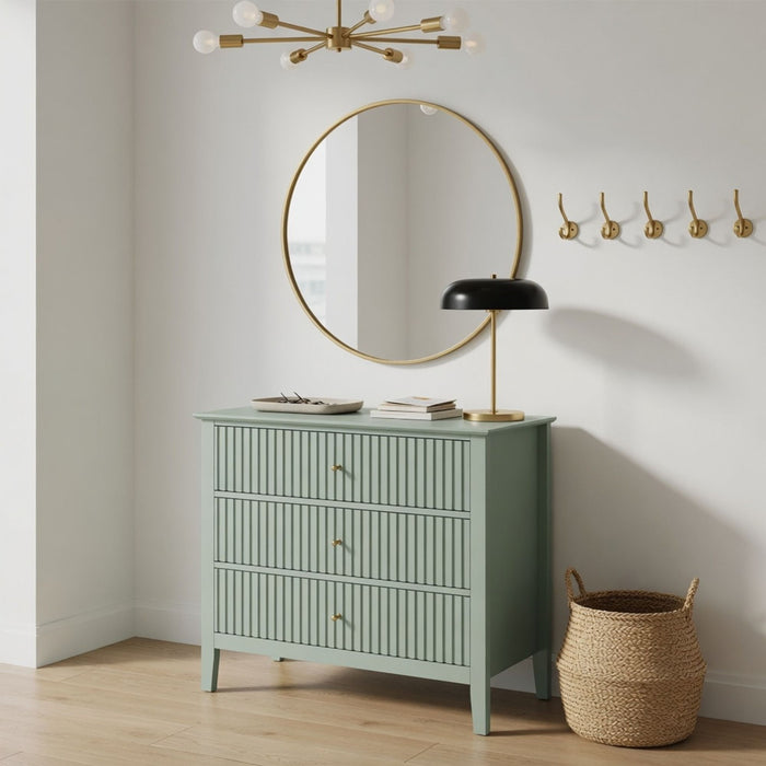Fluted 3 Drawer Nightstand With Soft Close Slides