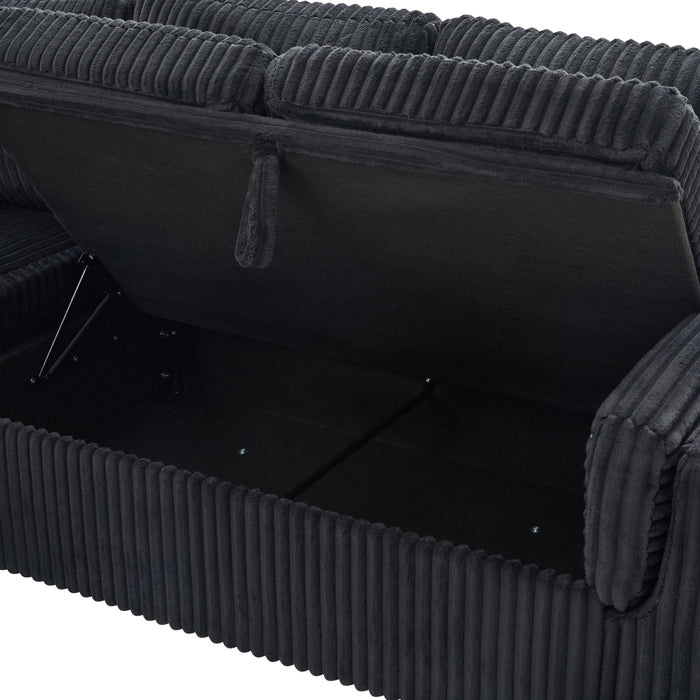 Convertible U-Shaped Sectional Sofa Bed With USB Ports And Storage