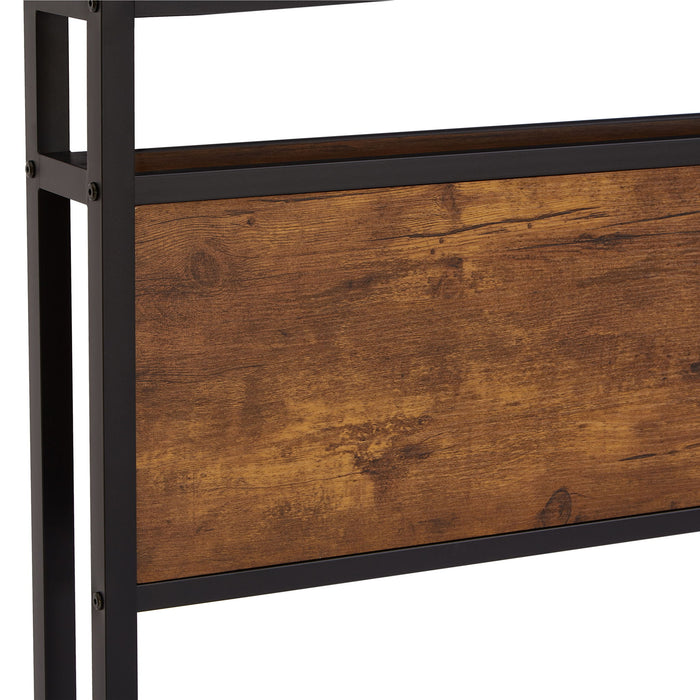 Modern Metal Platform Bed Frame With Wooden Headboard, USB Charging, LED Lights, And Storage