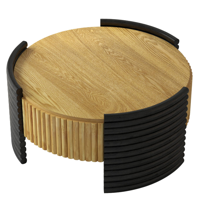 Modern Colorblocked Striped Coffee Table With Flip Top Storage