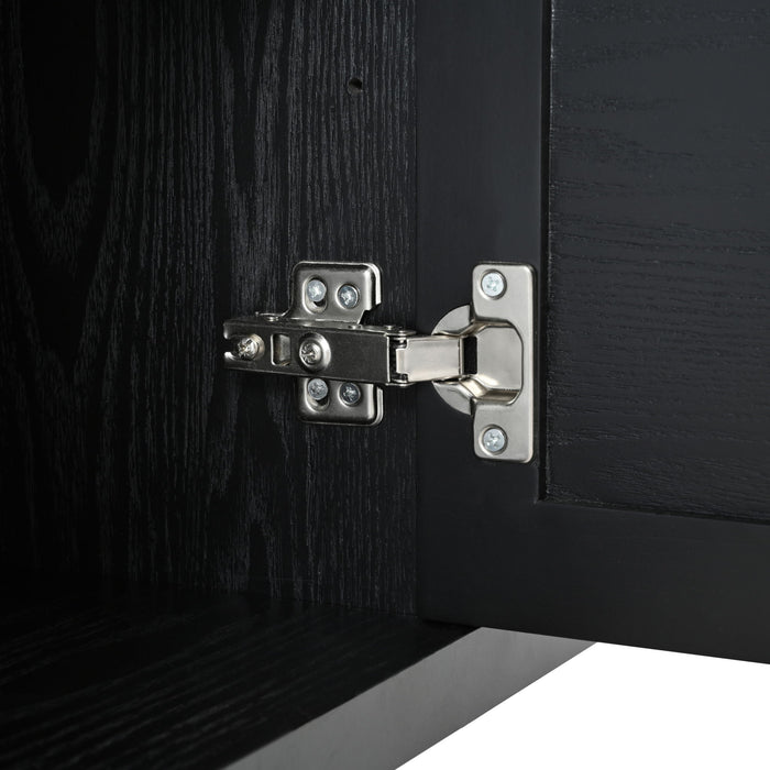 Stylish Storage Cabinet Sideboard With Unique Geometric Circle Door Design - Black