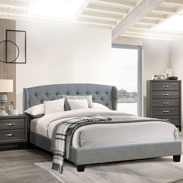 Bed With Adjustable Button Tufted Headboard