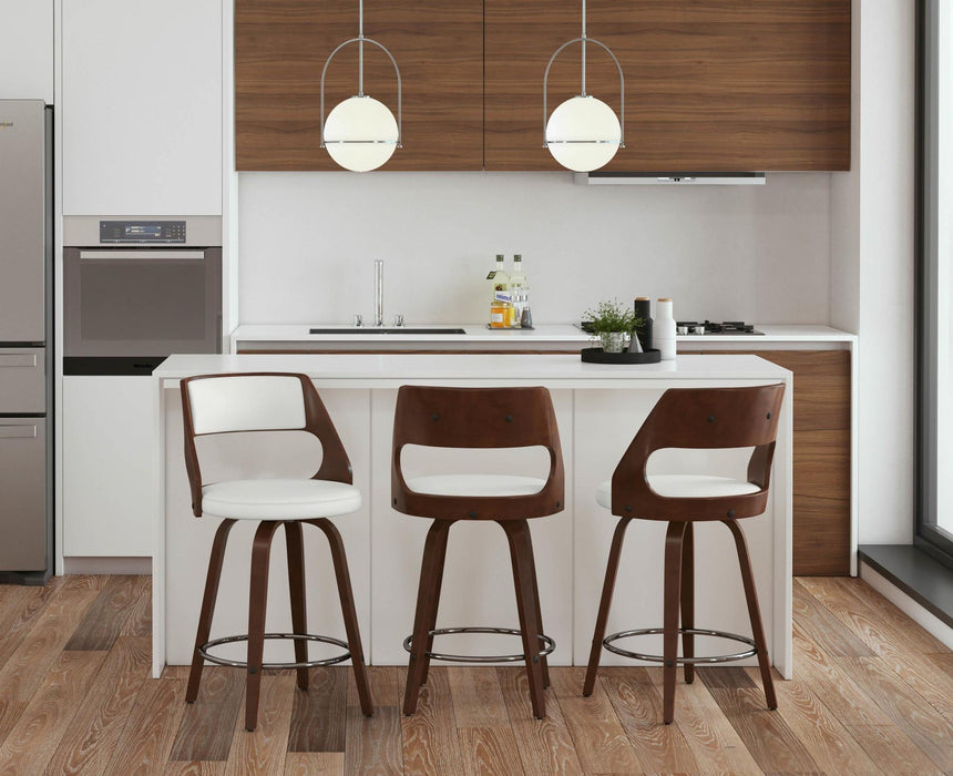 Cecina - Mid-Century Modern Fixed Height Counter Stool With Swivel And Round Footrest (Set of 2)