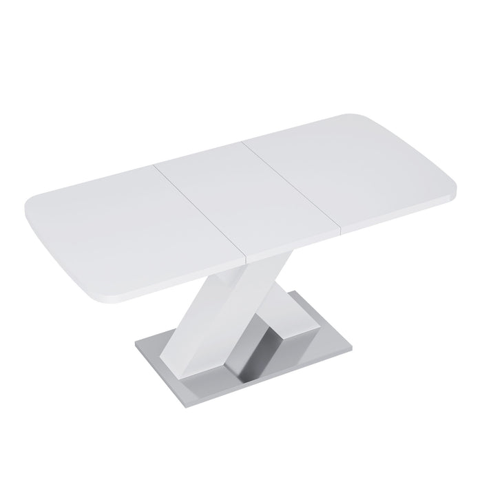 Rectangle Dining Table, Stretchable, X Shape Legs - White