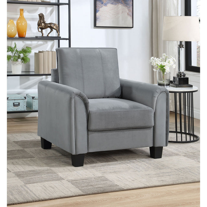 Dixon - Upholstered Rolled Arm Accent Chair - Gray