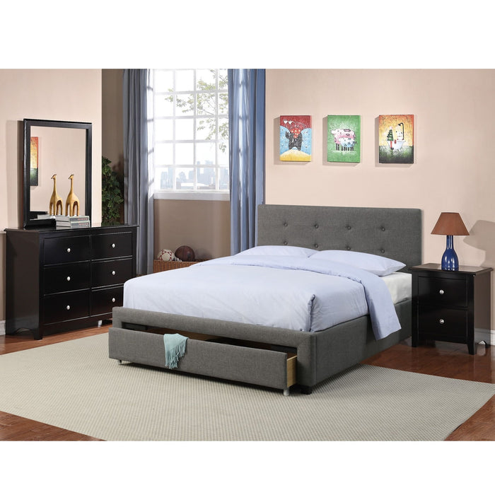 Bed With Tufted Headboard And Storage Drawer