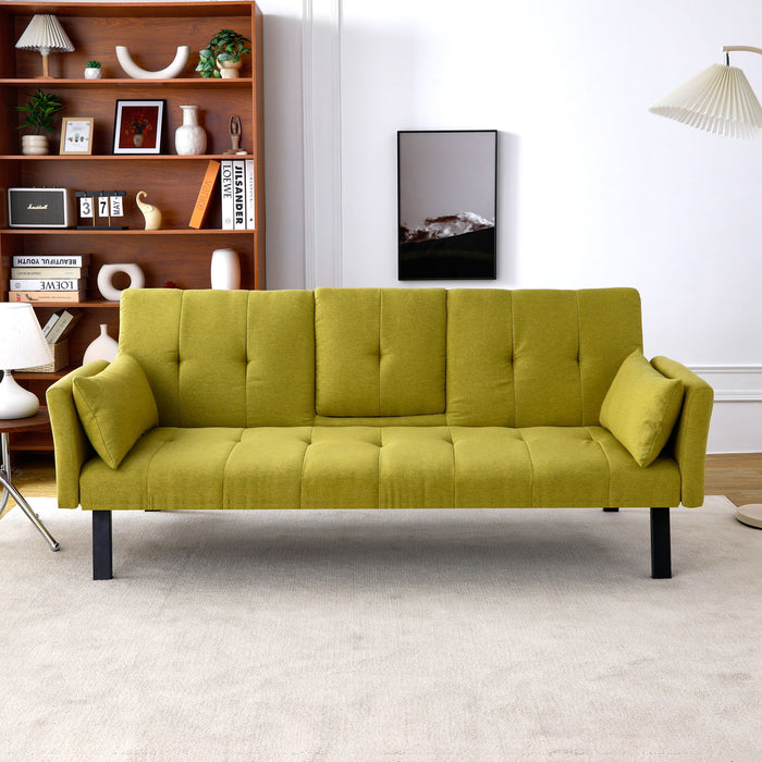 Sofa Bed With Foldable Design And Cup Holder - Green