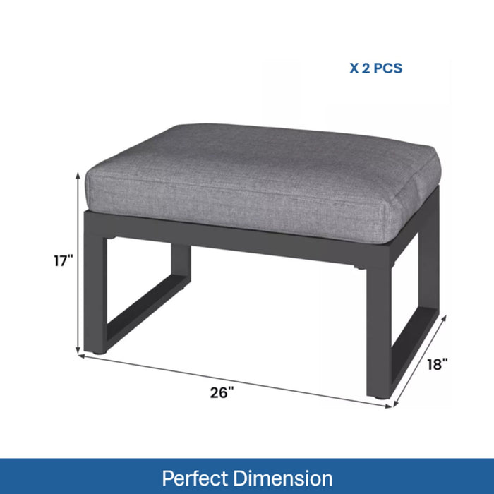 Patio All-Weather Ottomans With Thick Cushions (Set of 2)