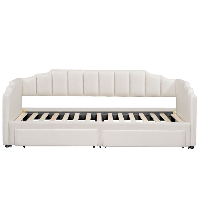 Extendable Daybed With LED Light And 2 Storage Drawers