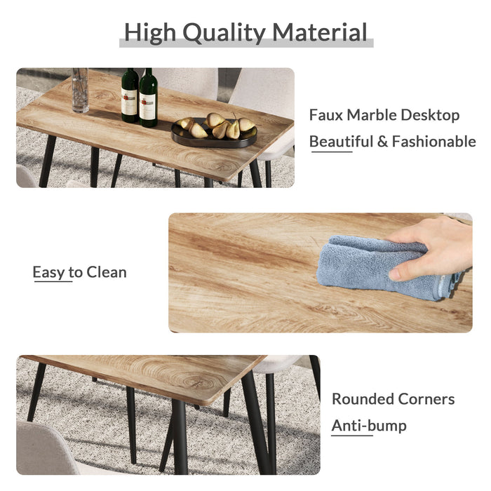 Modern Minimalist 47" Wood Dining Table With Metal Legs For 4 - Wood