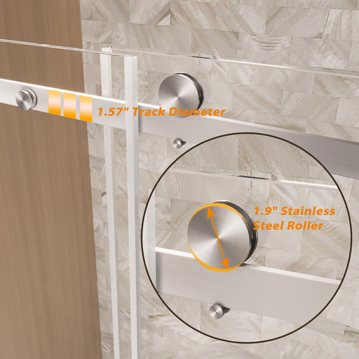 Frameless Single Sliding Shower Door & Handle And Square Tube Track