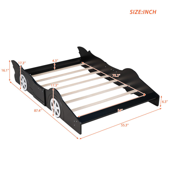 Race Car Shaped Platform Bed & Wheels