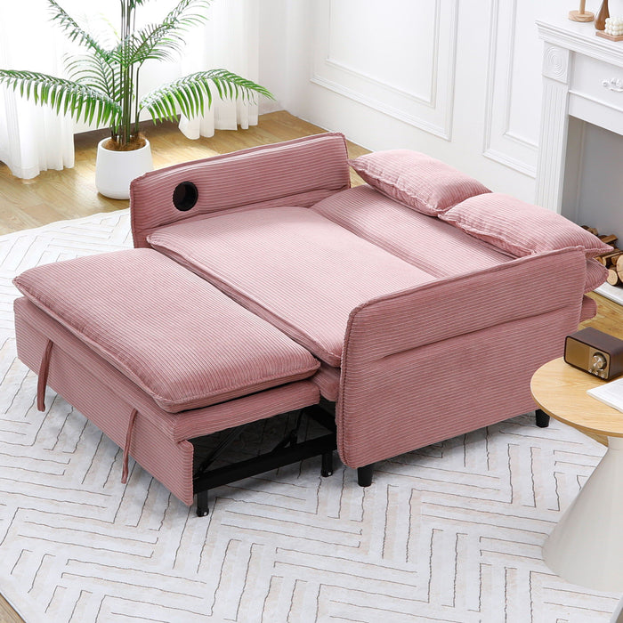 Modern Fabric Multi-Functional Sofa Bed With Adjustable Armrests And Backrests