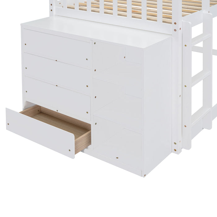 Bunk Bed With 4 Drawers And 3 Shelves