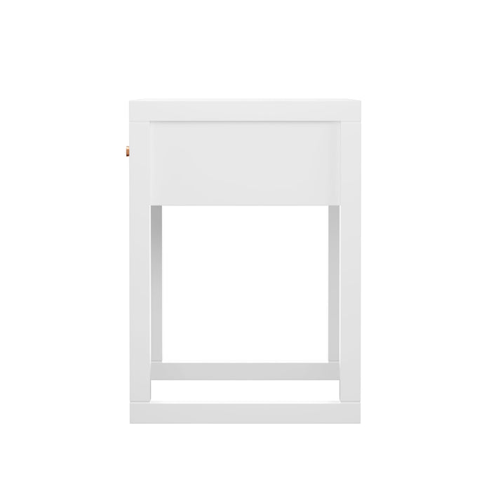 Nightstand With Drawer, Minimalist Bedside Table, Compact End Table For Bedroom - White