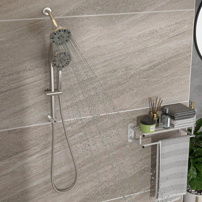 Multi Function Dual Shower Head Shower System With 4.7" Rain Showerhead, 7 Function Hand Shower, Adjustable Slide Bar