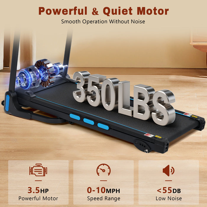 3.5Hp Hydraulic System Auto Foldable Treadmill With Incline, Heart Rate Sensors, Type C & USB Charge, Bluetooth Speaker - Black