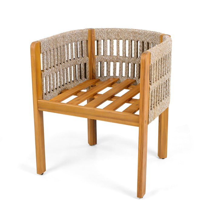 Outdoor Dining Chairs With Mix Rope Handles (Set of 2)