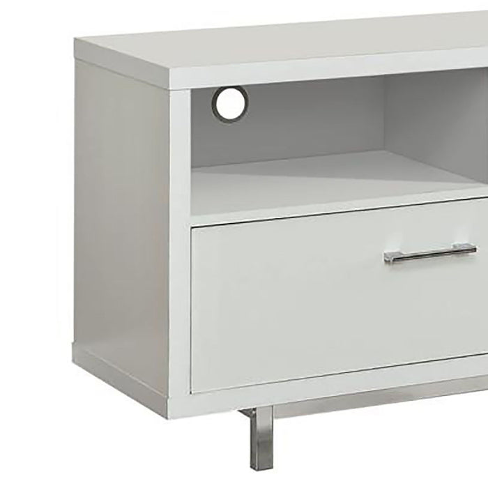 Drawer Storage TV Console With Open Cubbies - White