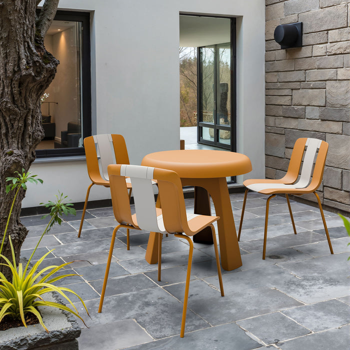 Modern Striped Blocking Single Chairs, Waterproof And Fade Resistant (Set of 4)