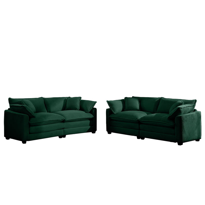 Elegant Corduroy Oversized Sectional Sofa Set With Deep Seats And Flexible Layout