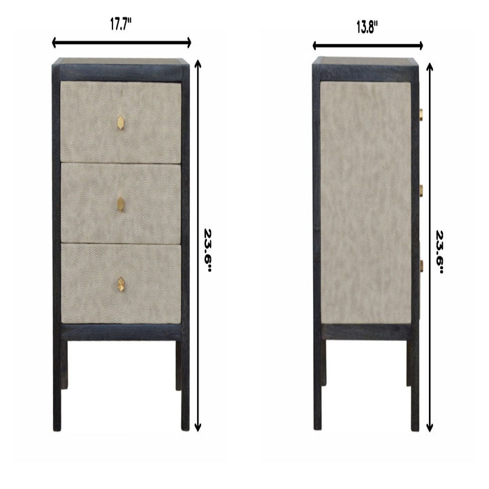 Nightstand, 3 Drawer - Black