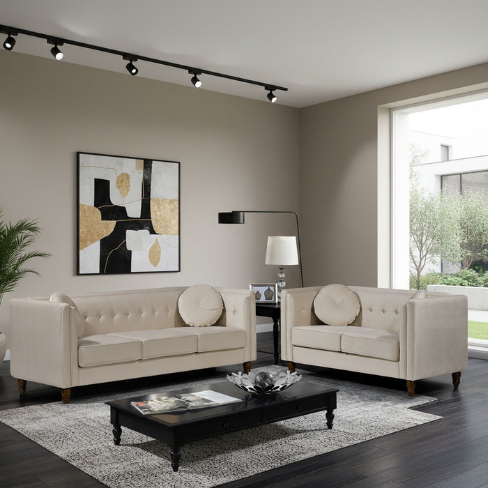 Chesterfield Sofa With Square Arms For Living Room