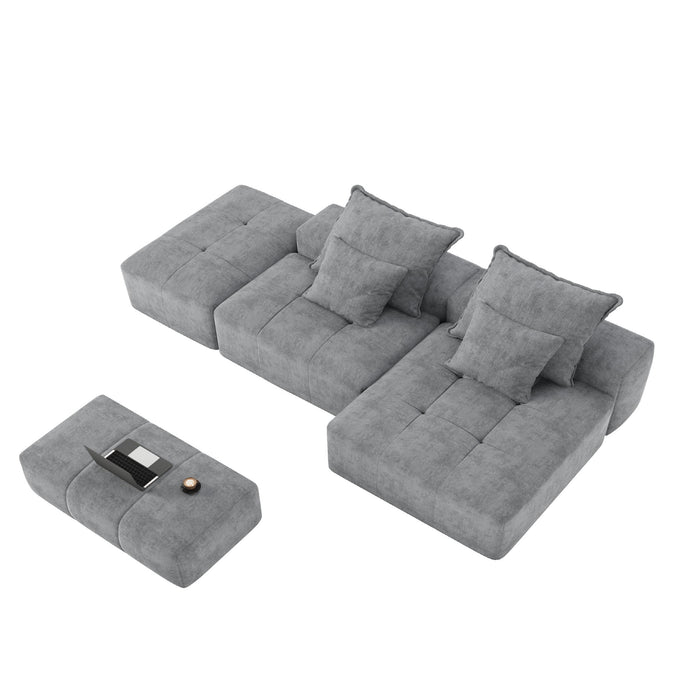 Modern Oversized, Modular Sectional Sofa With Pillows