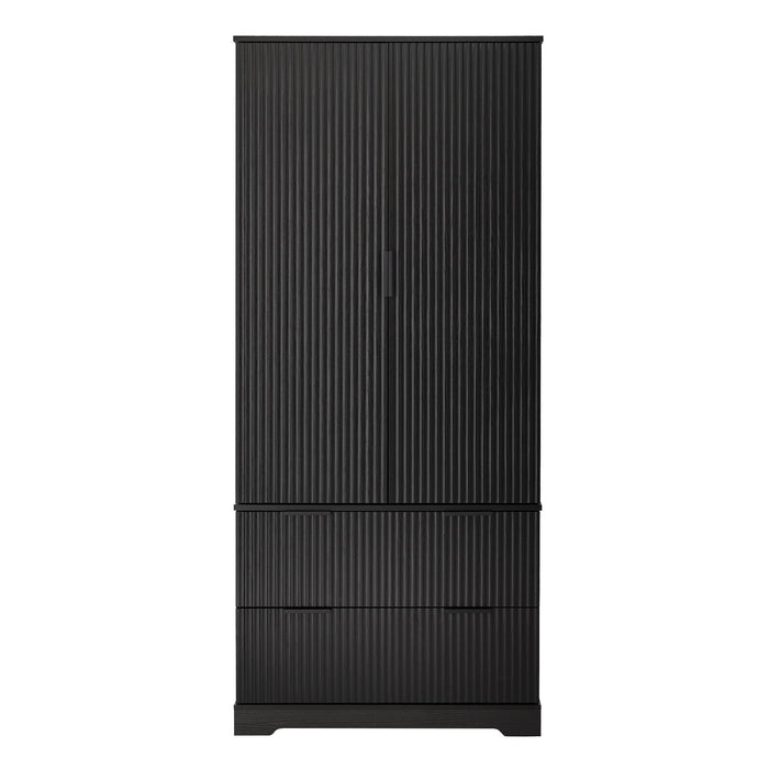 Fluted Kitchen Pantry Cabinet With 2 Large Drawers & 8 Door Spice Rack