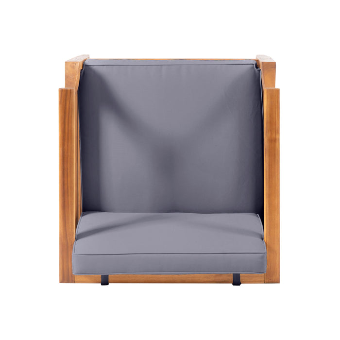 Outdoor Club Chair With Recessed Arms And Cushions