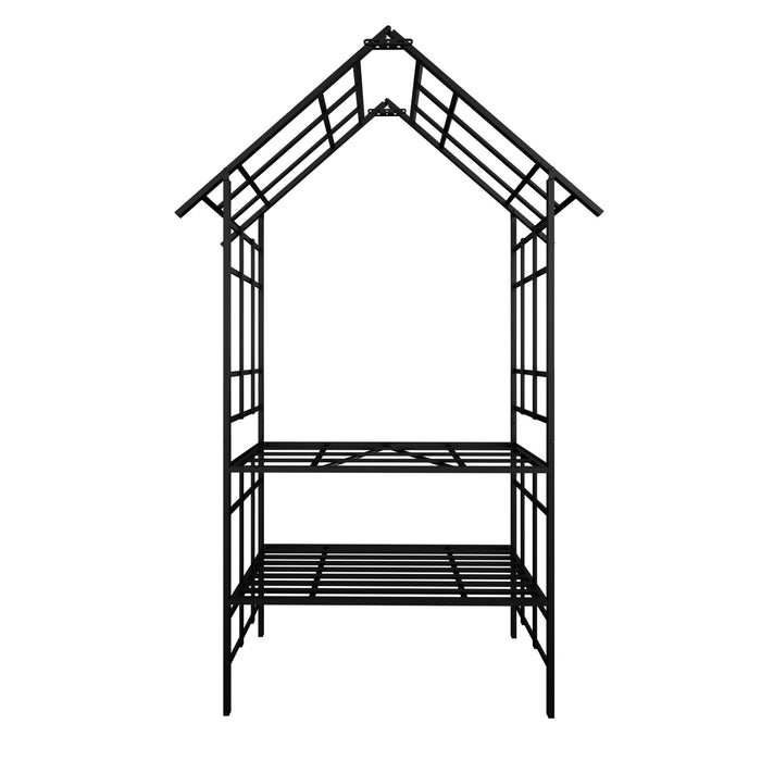 Garden Arch With Bench Turned Into Flower Stand Climbing Plants Support Outdoor - Black