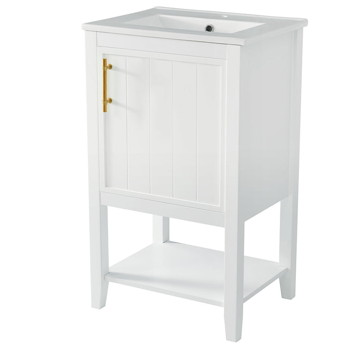 Modern Bathroom Vanity With Sink, Soft-Closing Door And Open Shelf