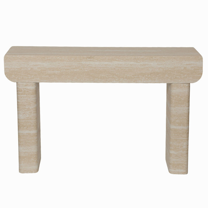 Entryway Table With 2 Hidden Handle Drawers For Entrance - Beige / Yellow