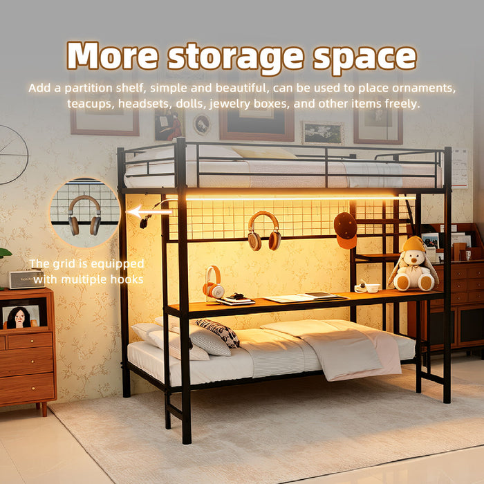 Bunk Bed With Built In Desk And LED Lighting