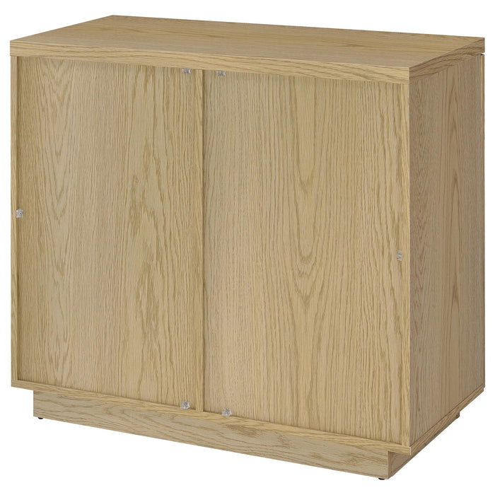 Metro - 2 Door Display Cabinet With Adjustable Shelves - Light Oak