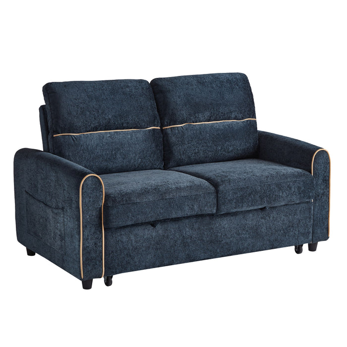 Pull Out Sofa Bed With Adjustable 3 Position Backrest, USB Charging Ports, Side Pockets