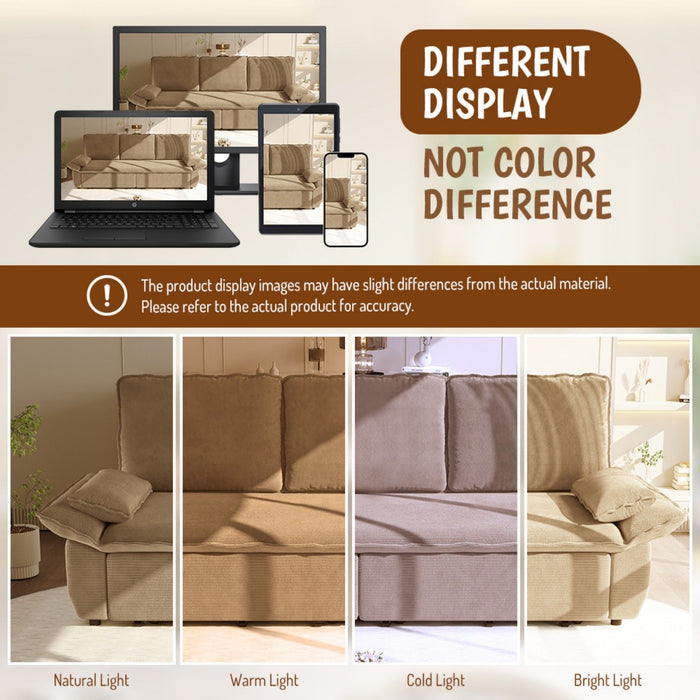 King Size Pull Out Sofa Bed, 3 In 1 Convertible Multifunctional