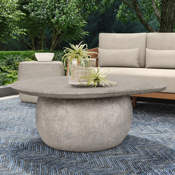 Britney - Outdoor Round Coffee Table - Light Gray