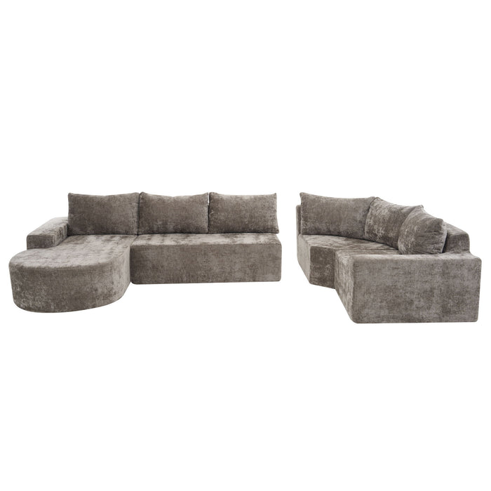 Modular Cloud Sectional Sofa Set, U-Shaped Upholstered Couch With Deep Seat