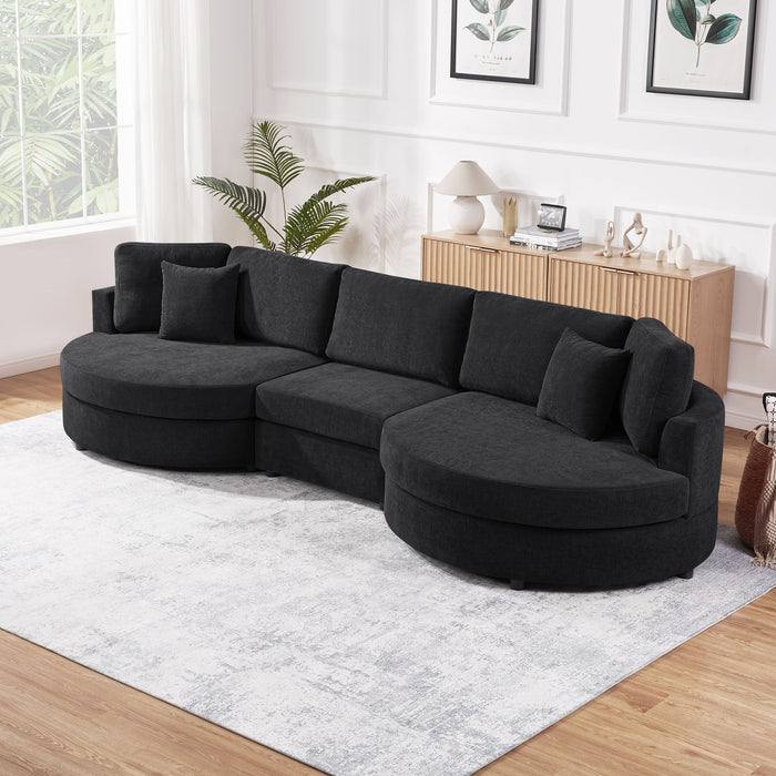 Modern 3 Seater Upholstered Sofa With Curved Design