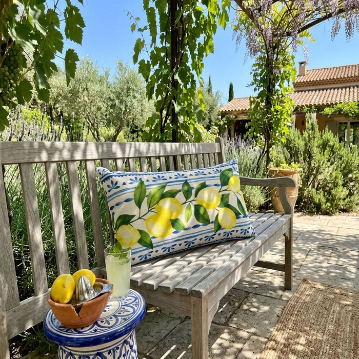 Summer Fresh Lemon Lumbar Outdoor Pillows - Multi