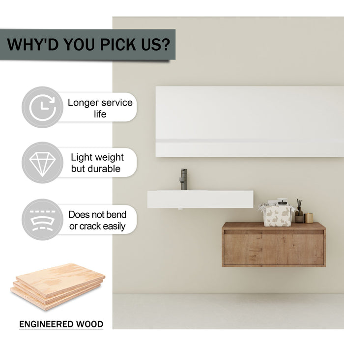Modern Wall Mounted Bathroom Vanity With Resin Sink And Soft Close Drawer In Imitative - Imitative Oak