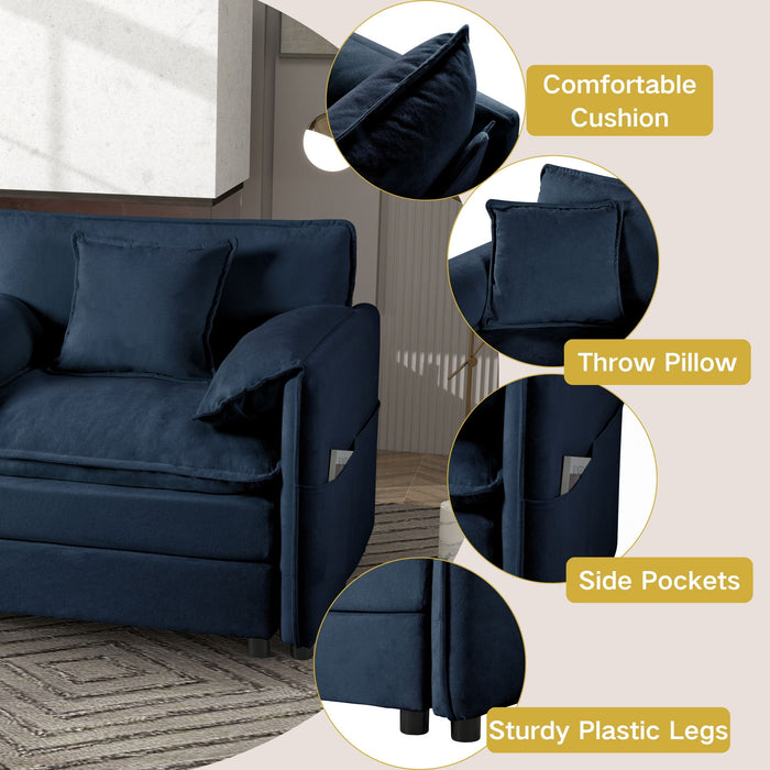 Modern Oversized Deep Seat Sectional Sofa With Pillows