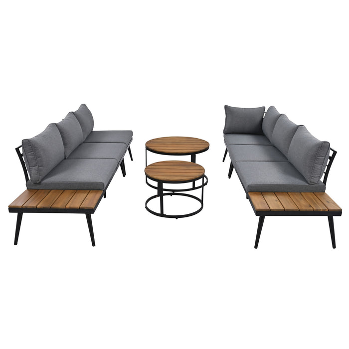 Modern Outdoor Sectional Sofa Set With Nesting Coffee Tables