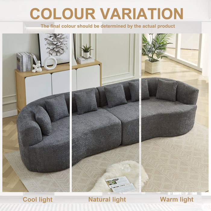 Curved Sectional Sofa With 6 Pillows