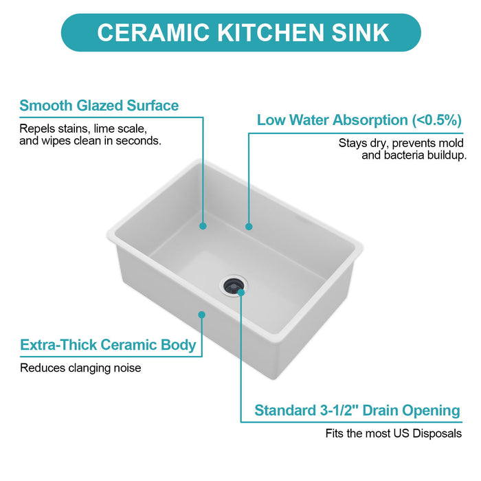 Rectangular Deep Single Bowl, Kitchen Sink With Dual Mount Installation