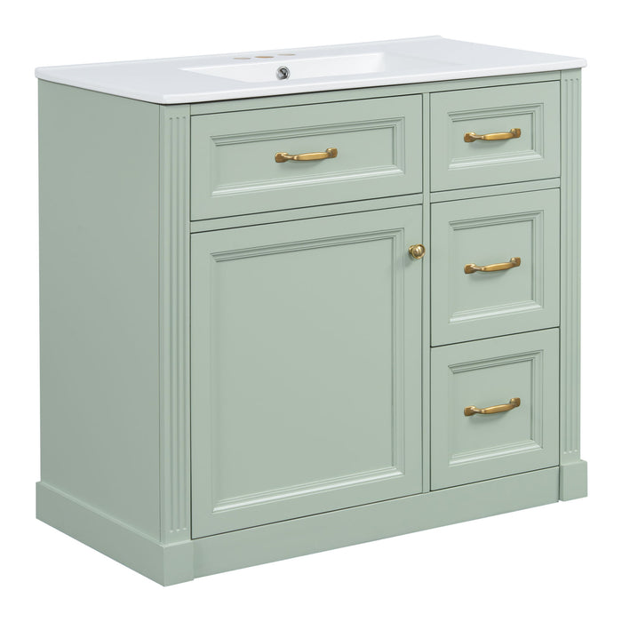 Modern Bathroom Vanity With Sink, 4 Drawers, Soft-Close Door, Adjustable Shelf