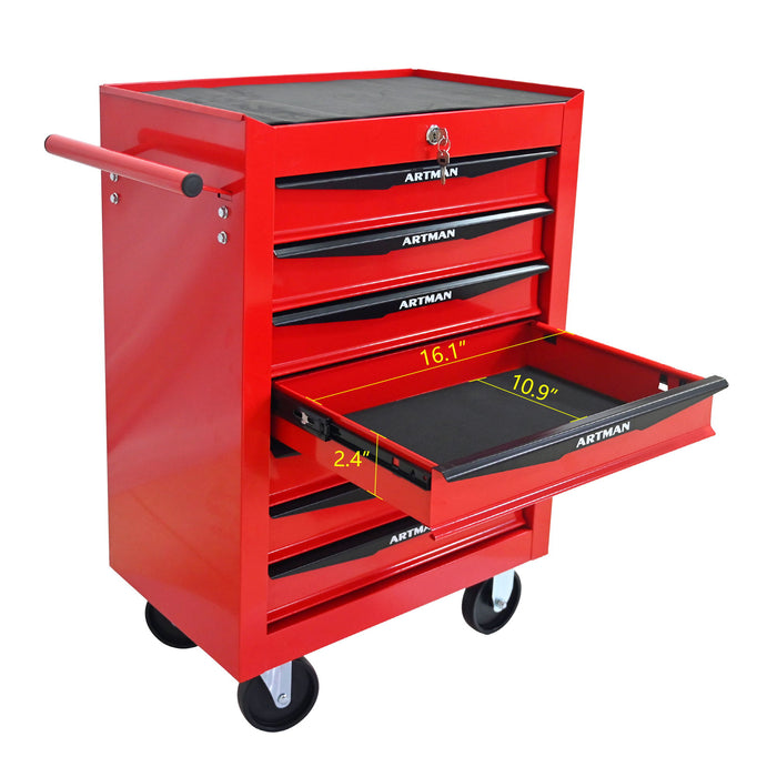 Rolling Metal Tool Chest With Drawers, Steel Storage Cabinet With Ball Bearing Slides