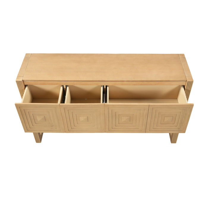 Geometric Carved Console Table With 3 Soft Close Drawers